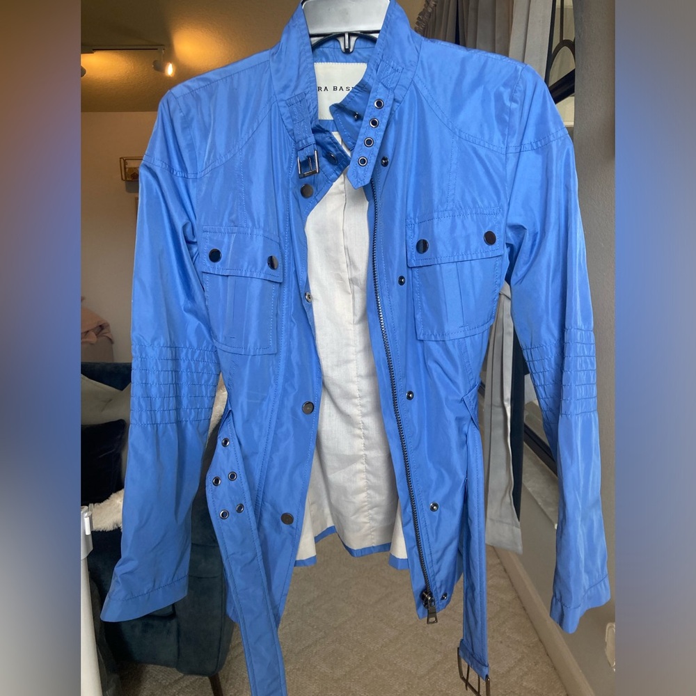 Blue Zara water resistant jacket size Small.